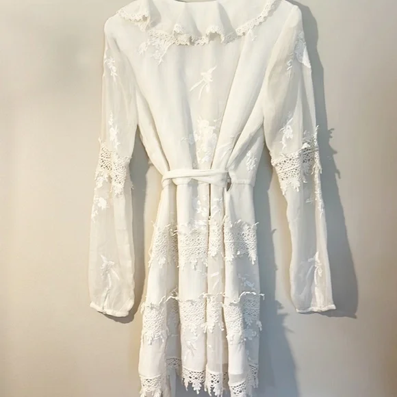 Tularosa x Revolve Pixie Ivory Lace Wrap mini cocktail wedding dress women sz M - Picture 5 of 8